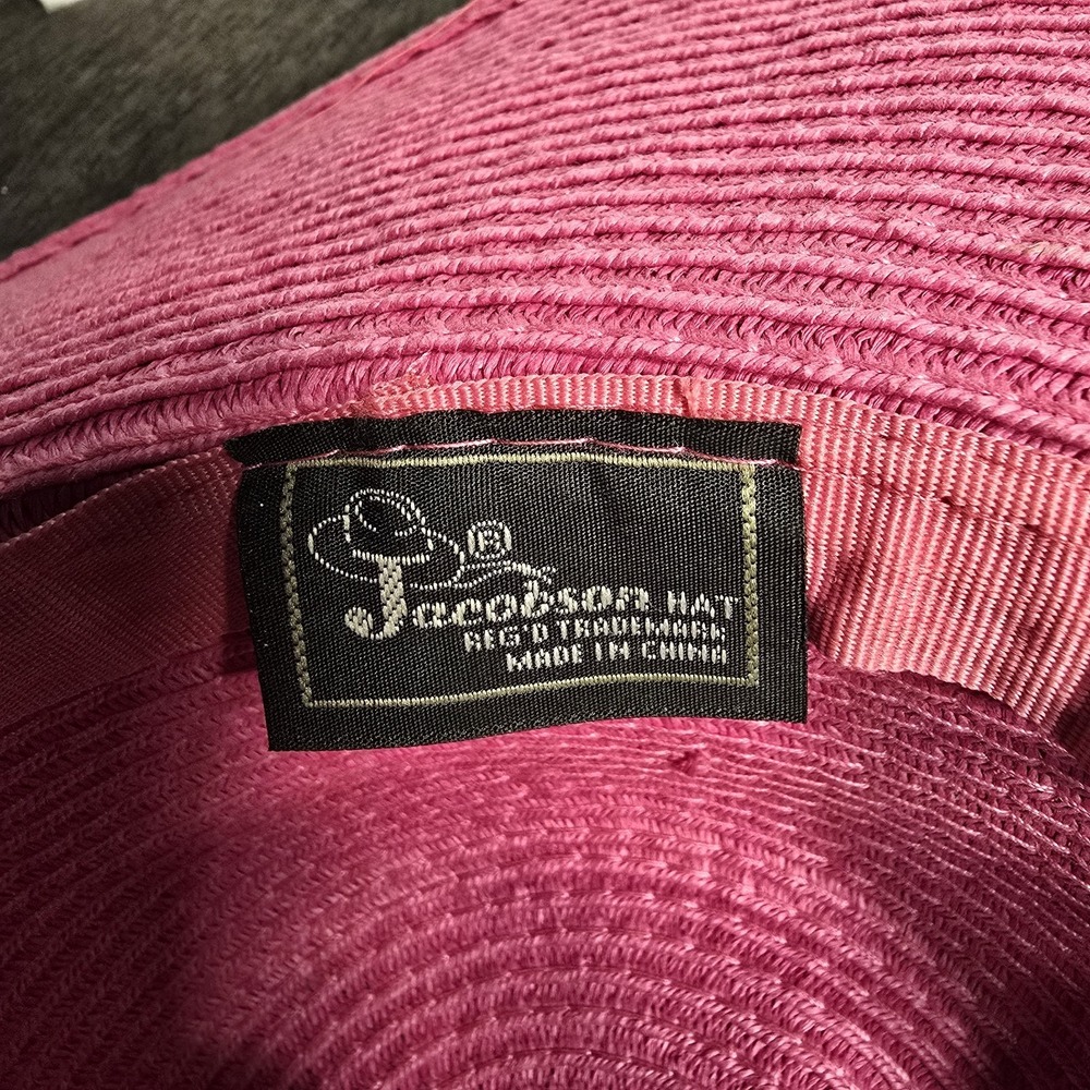 Jacobson Hat Company Pink Straw Sun Hat Wide Brim Seashell Beach Floppy Hat - Picture 6 of 6